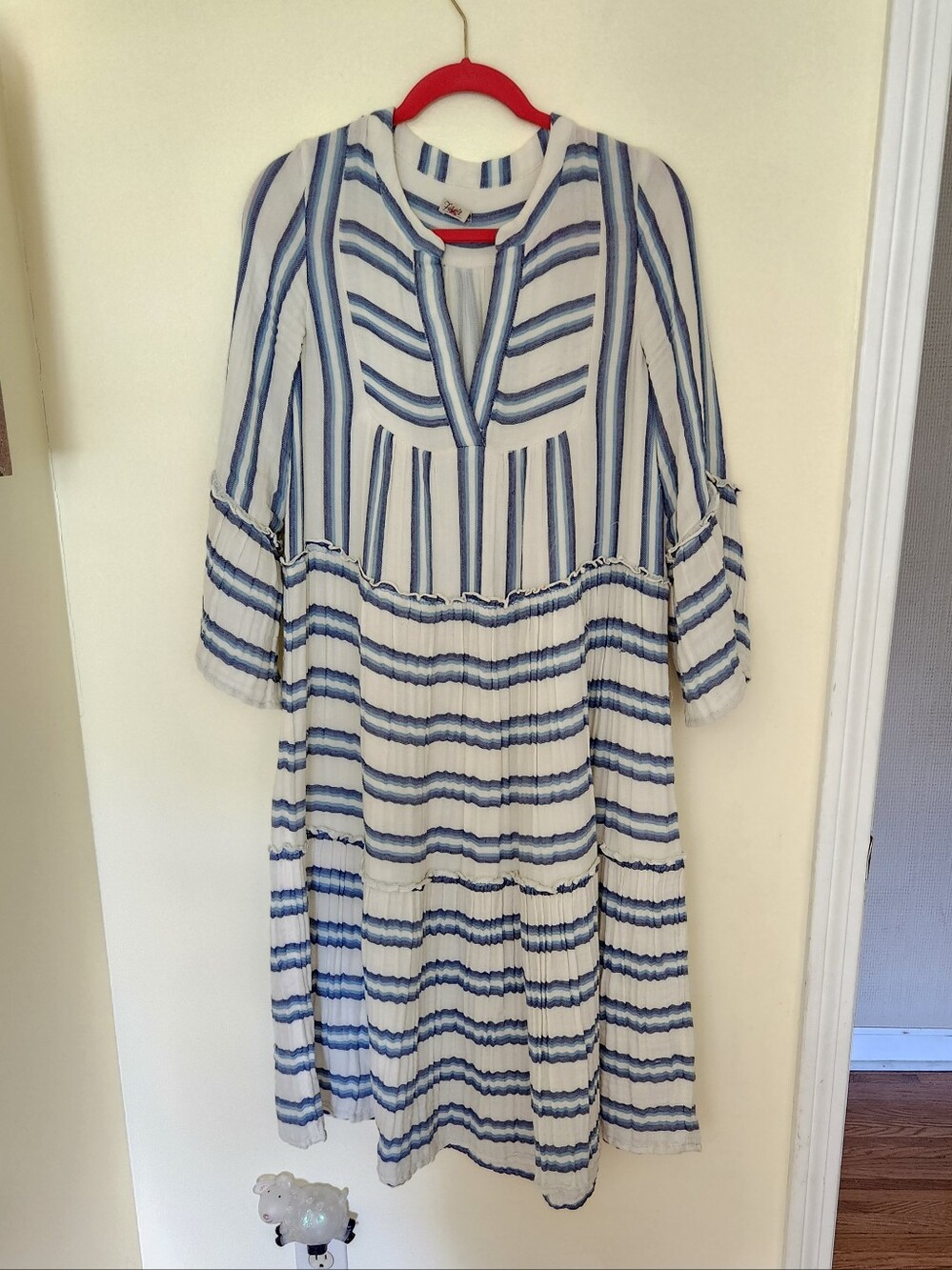 Faherty Vida Striped 100% Organic Gauze Cotton Dress Oversized Boho Beach XS